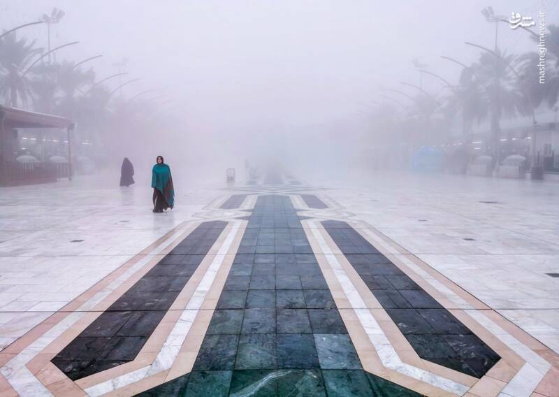 تصاویری دیدنی از مه&zwnj;گرفتگی در &laquo;بین&zwnj;الحرمین&raquo;