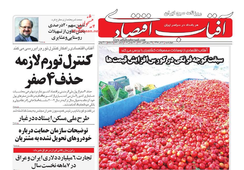 صفحه نخست روزنامههای اقتصادی ۶ آذر ماه صفحه نخست روزنامههای اقتصادی ۶ آذر ماه
