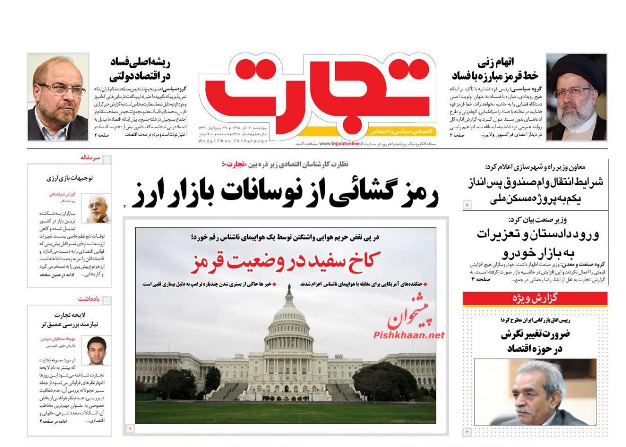 صفحه نخست روزنامههای اقتصادی ۶ آذر ماه صفحه نخست روزنامههای اقتصادی ۶ آذر ماه