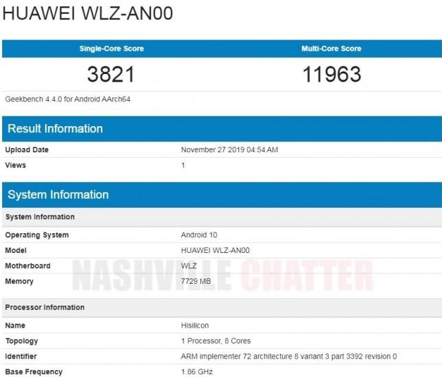اولین بنچ مارک منتشر شده از گوشی Huawei nova 6 5G