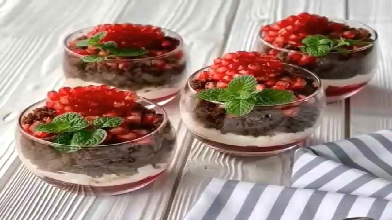 دسر انار سه لایه خوشمزه و آسان
