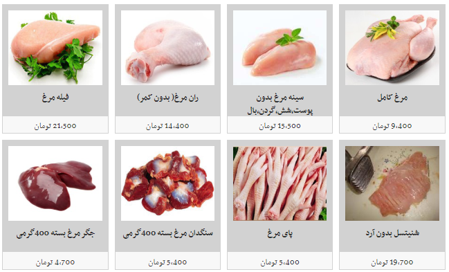 نرخ جدید انواع گوشت مرغ در غرفه های تره بار