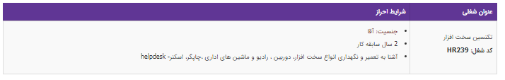 استخدام تکنسین سخت افزار آقا در یک شرکت معتبر