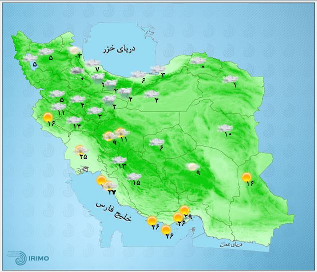 وضعیت آب و هوا در ۲۱ فروردین / بارندگی تا شنبه ادامه دارد