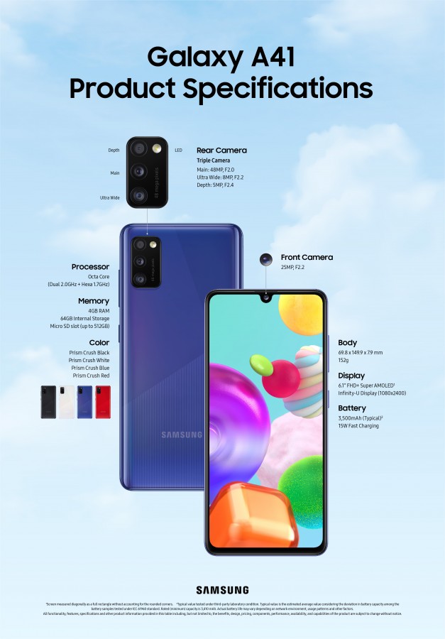 قیمت و مشخصات کامل گوشی Galaxy A41 مشخص شد