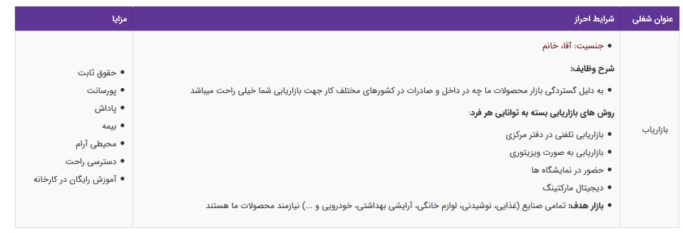 استخدام بازاریاب با مزایا در تهران