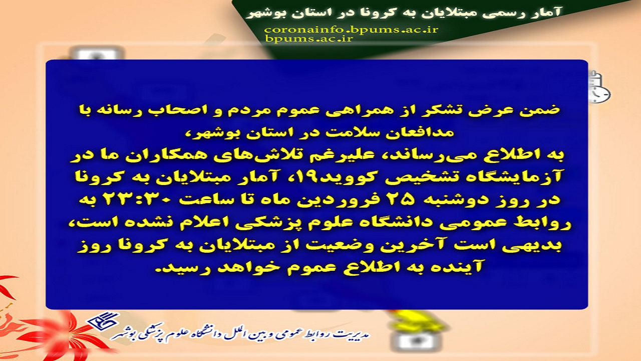 علت اعلام نشدن آمار کرونا در بوشهر چه بود؟