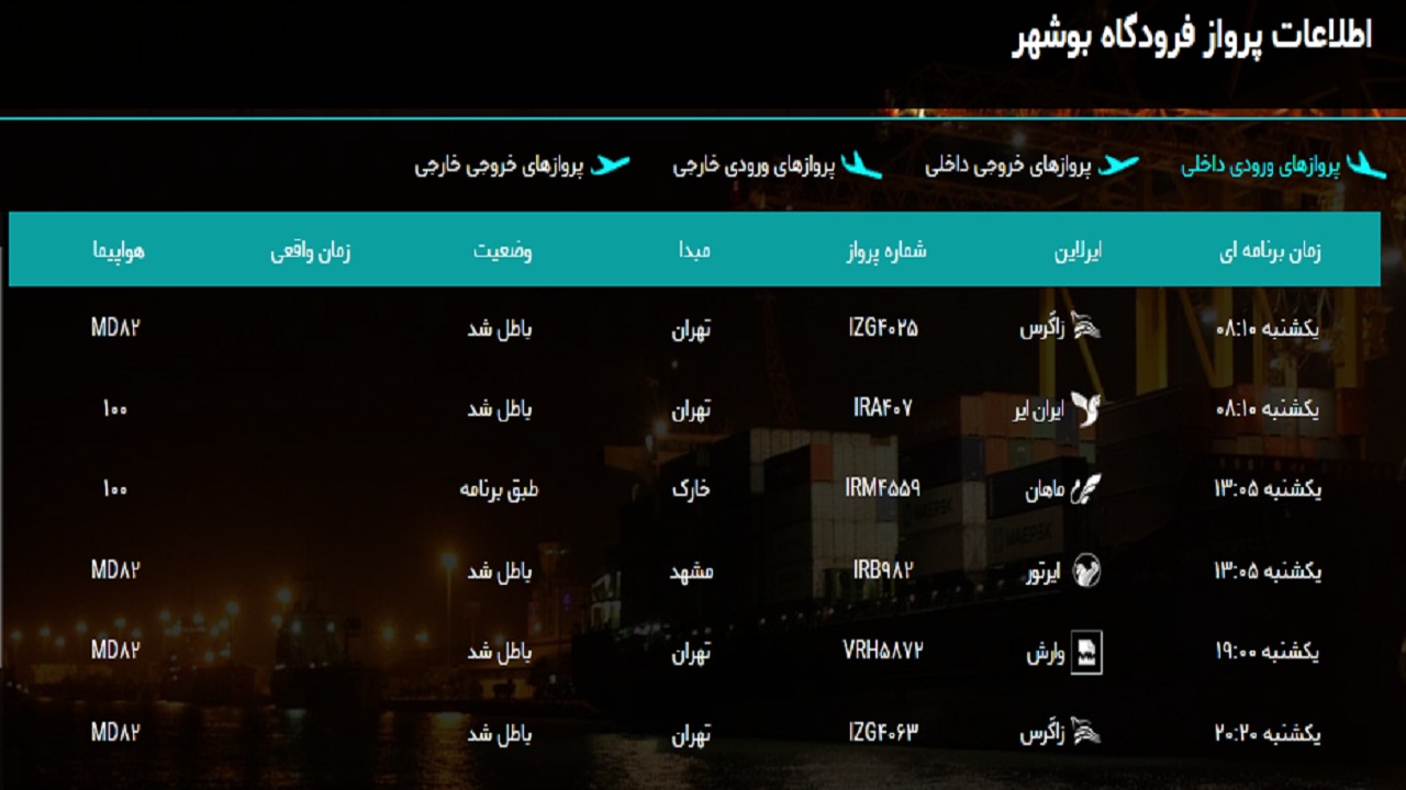 باطل شدن پروازهای دو شرکت هواپیمایی در بوشهر/ امروز فقط یک پرواز انجام می&zwnj;گیرد
