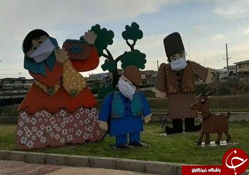 مجسمه&zwnj;ها برای مقابله با کرونا ماسک زدند! + تصاویر