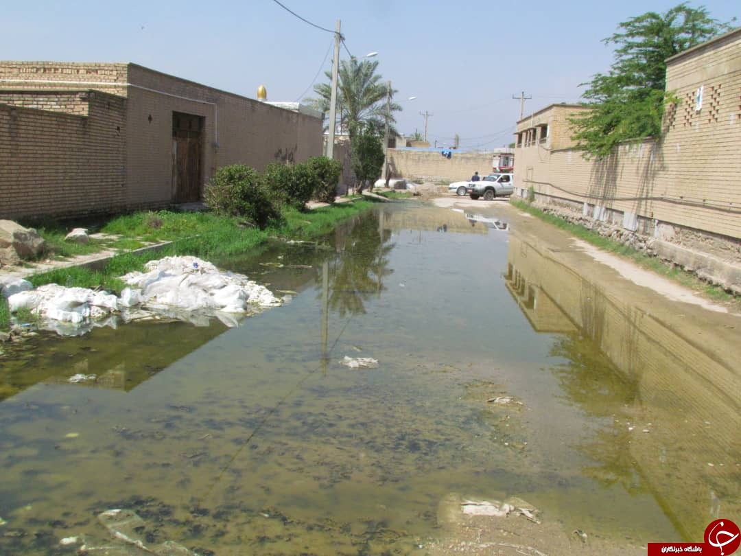 پس زدگی فاضلاب در شهر بستان در پی افزایش دبی رودخانه کرخه+تصاویر