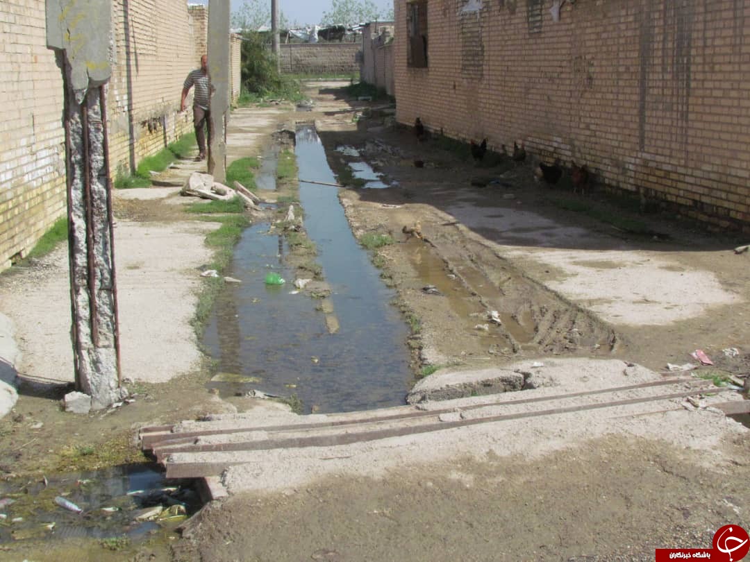 پس زدگی فاضلاب در شهر بستان در پی افزایش دبی رودخانه کرخه+تصاویر