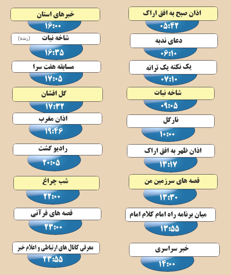 برنامه&zwnj;های صدای شبکه آفتاب در هشتم فروردین ماه ۹۹