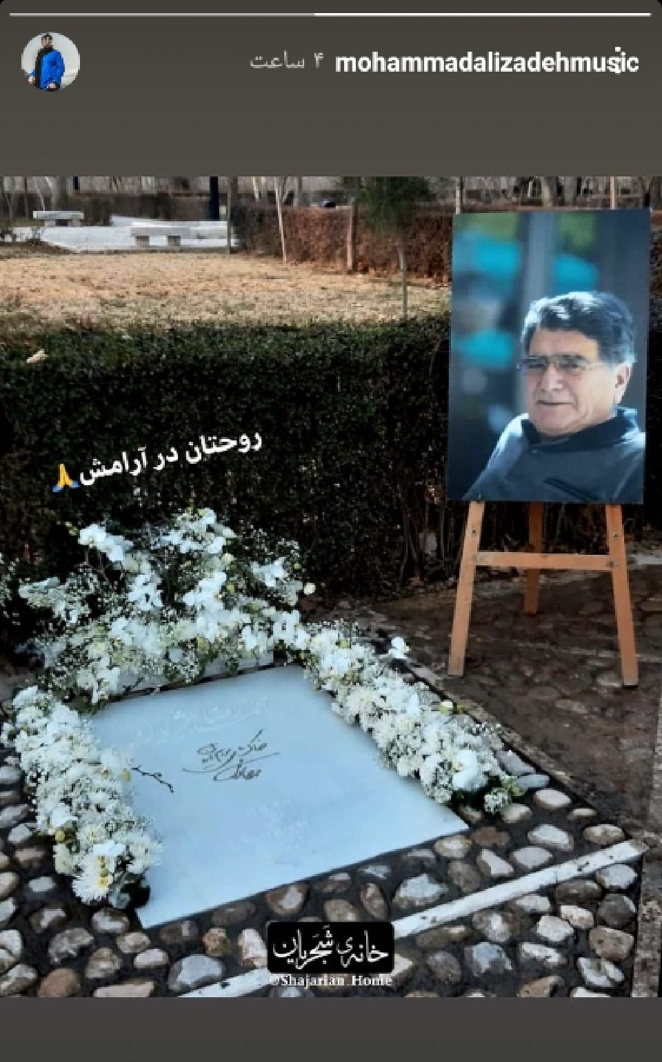 استوری محمد علیزاده از مزار محمدرضا شجریان