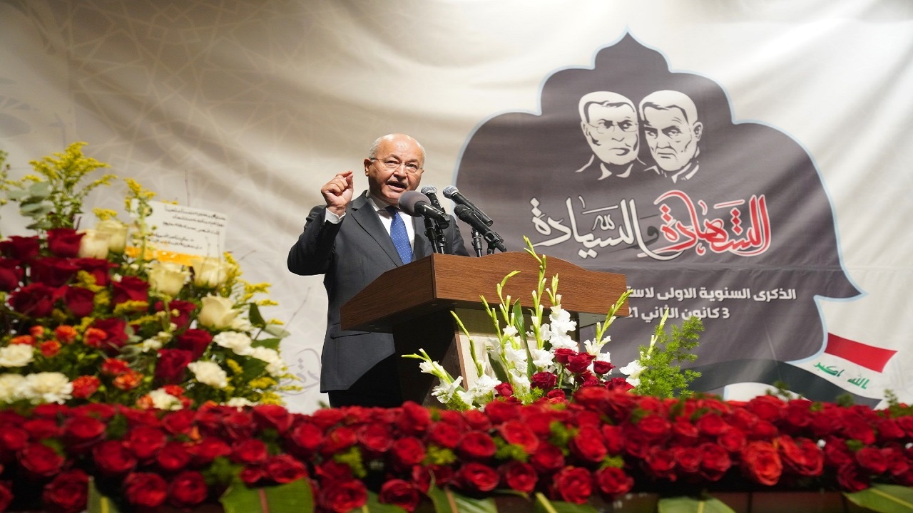 رئیس جمهور عراق: شهید سلیمانی در زمان سختی در کنار مردم عراق ایستاد