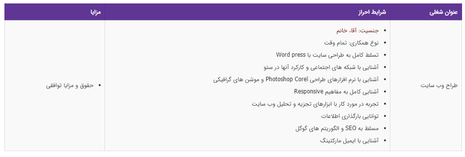 استخدام طراح وب سایت در یک شرکت معتبر