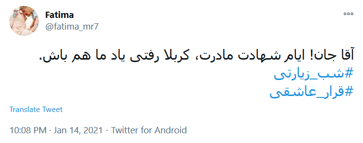 مادرت آمده با ذکر &laquo;بُنَیَّ قَتَلوکْ&raquo; / عطر سیب حرمت، جلوه&zwnj; زهراست حسین(ع)
