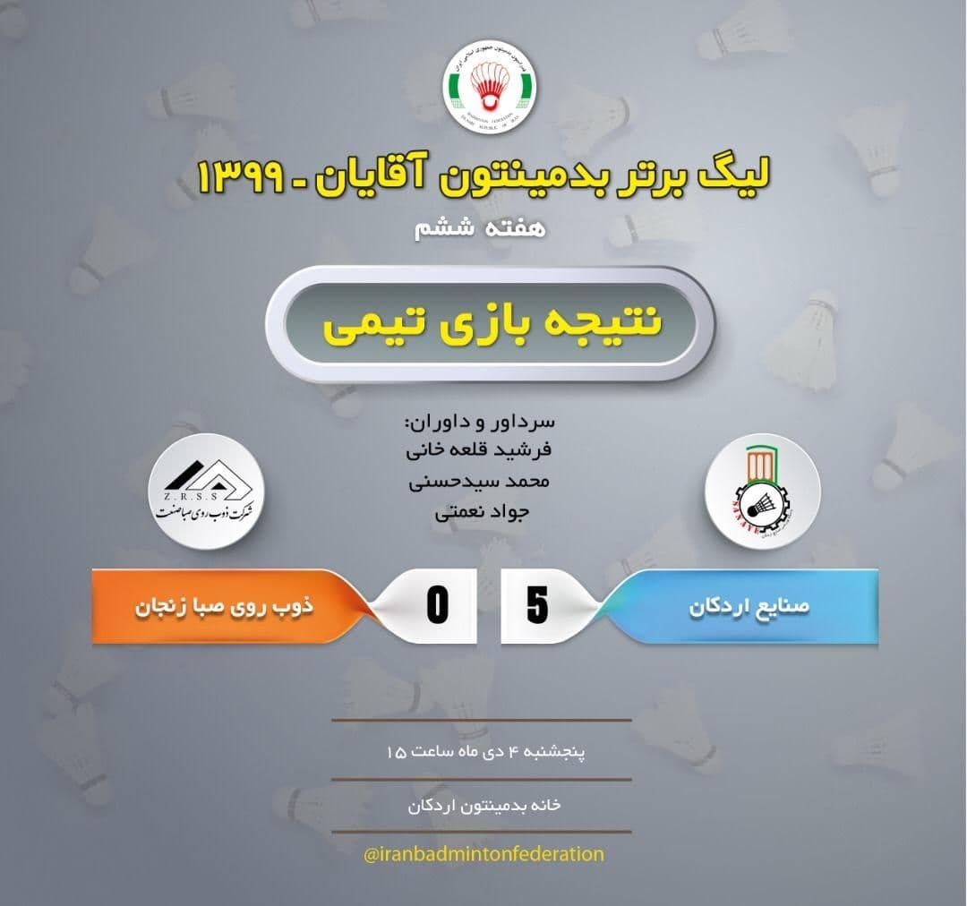 پیروزی سپاهان و شکست رعد پدافند هوایی در لیگ برتر بدمینتون