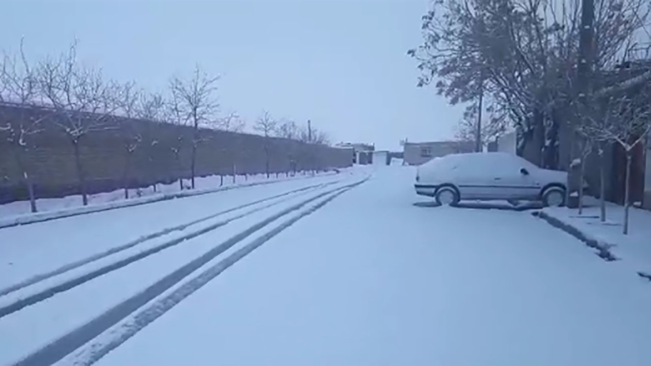 بارش برف زمستانی در صالح‌آباد + فیلم