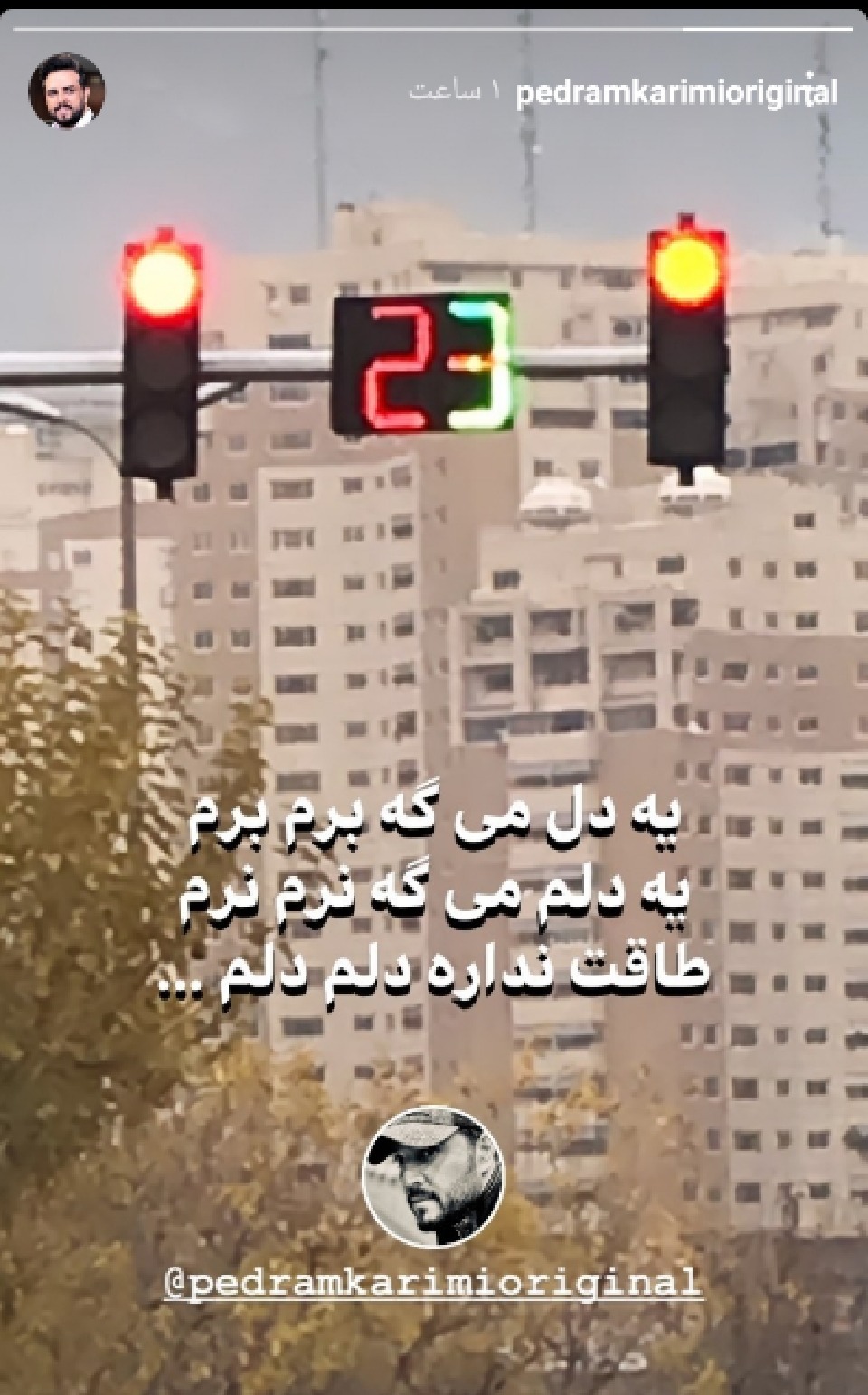 شوخی پدرام کریمی با چراغ راهنمایی و رانندگی
