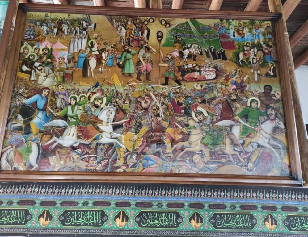 رونمایی از پرده تاریخی مرمت شده عاشورا در گوگان