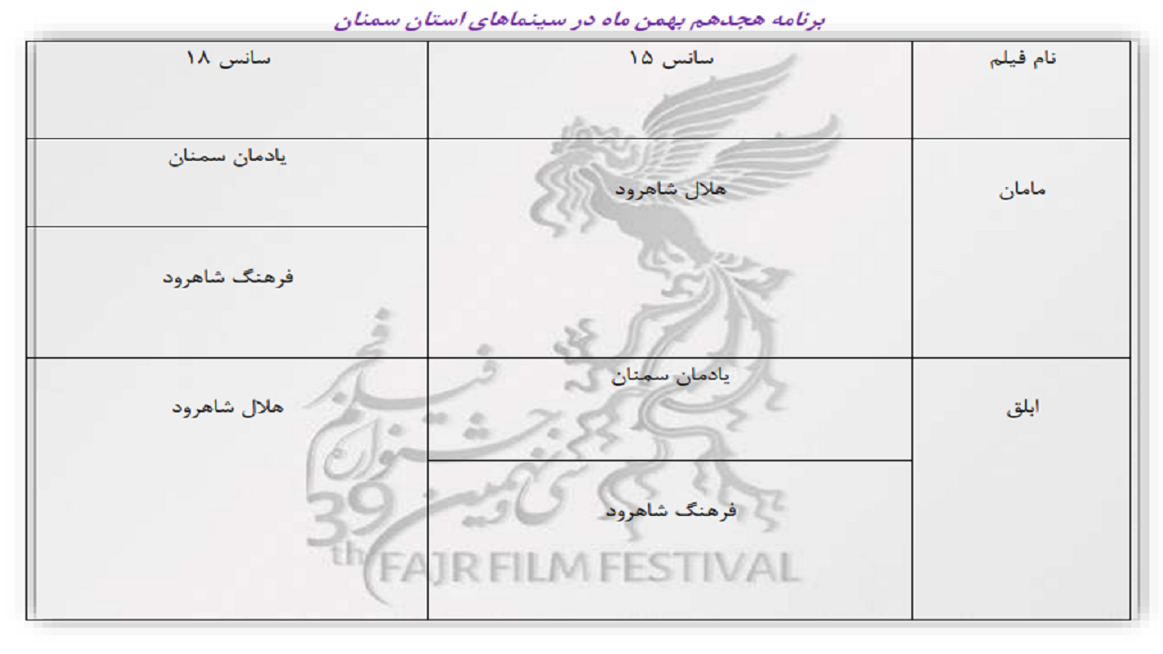 اکران مامان و ابلق فیلم های سودای سیمرغ در سمنان و شاهرود
