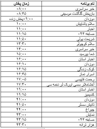جدول پخش برنامه&zwnj;های رادیویی ۲۰ بهمن ماه صدا و سیمای مرکز زنجان