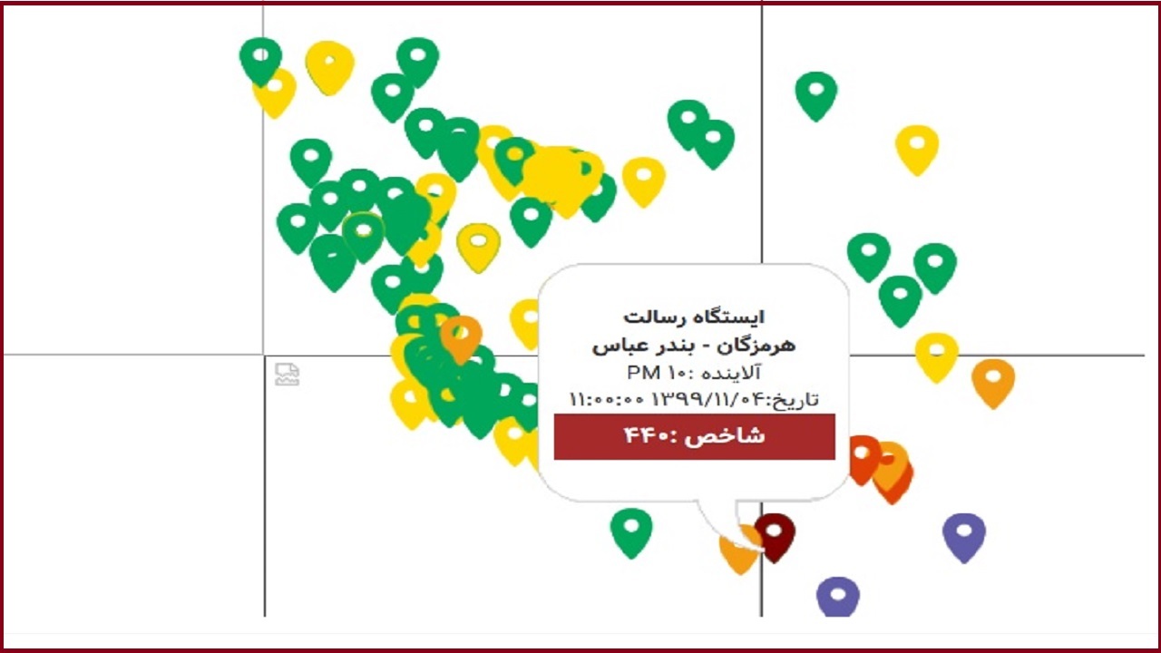 شاخص کیفیت هوای شهر بندرعباس در وضعیت اضطرار و خطرناک قرار گرفت