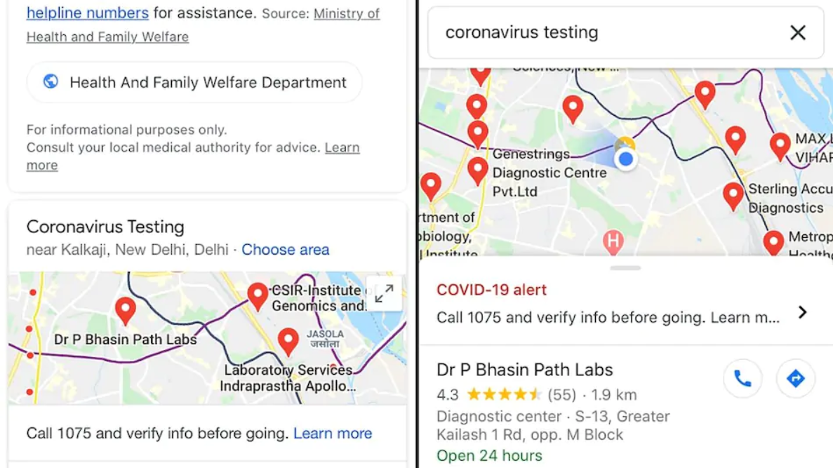 گوگل تغییرات مربوط به COVID-19 را در Maps اضافه کرد