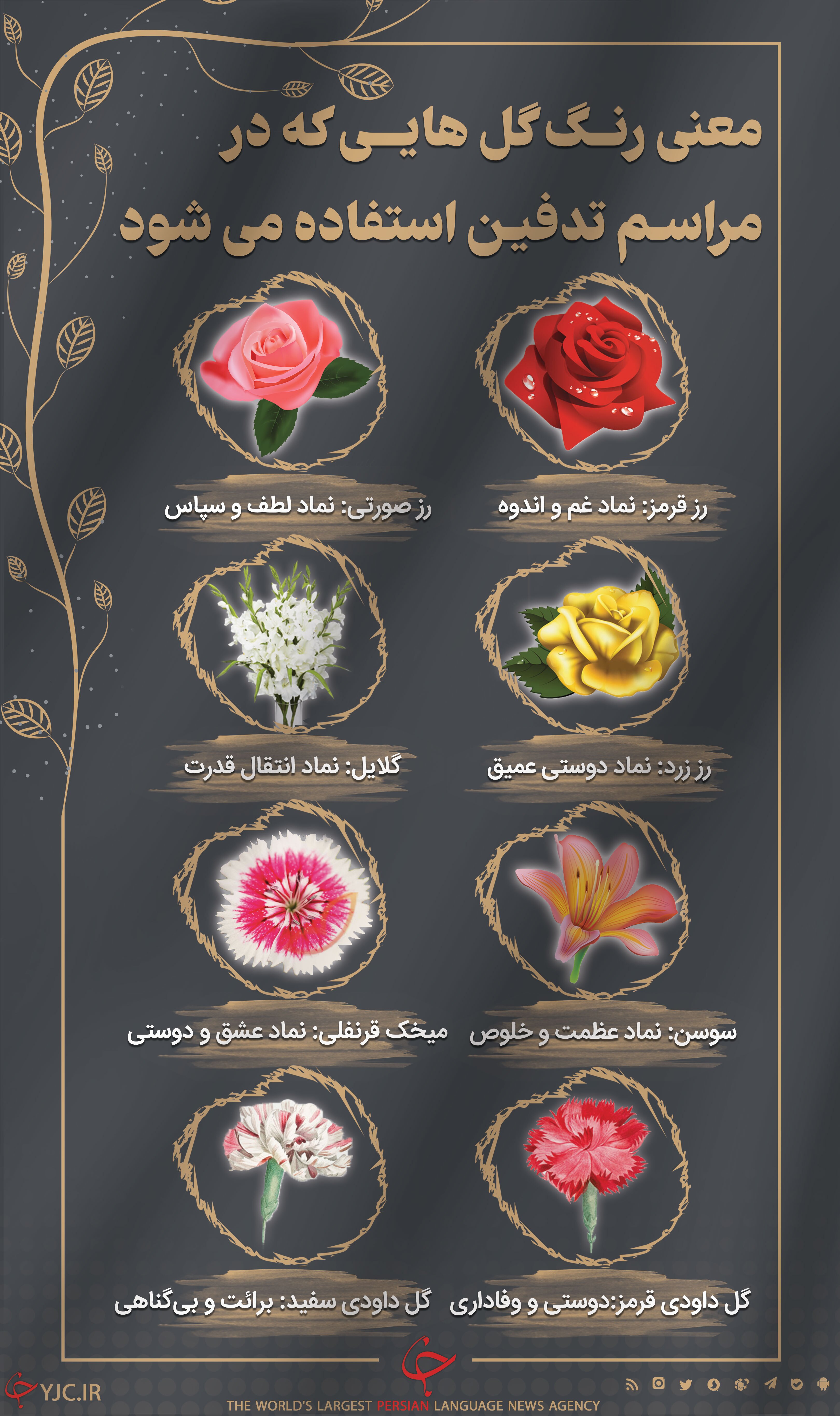 معنی رنگ گل هایی که در مراسم تدفین استفاده می شود