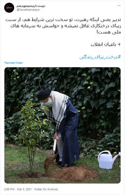 واکنش کاربران به درختکاری رهبر انقلاب