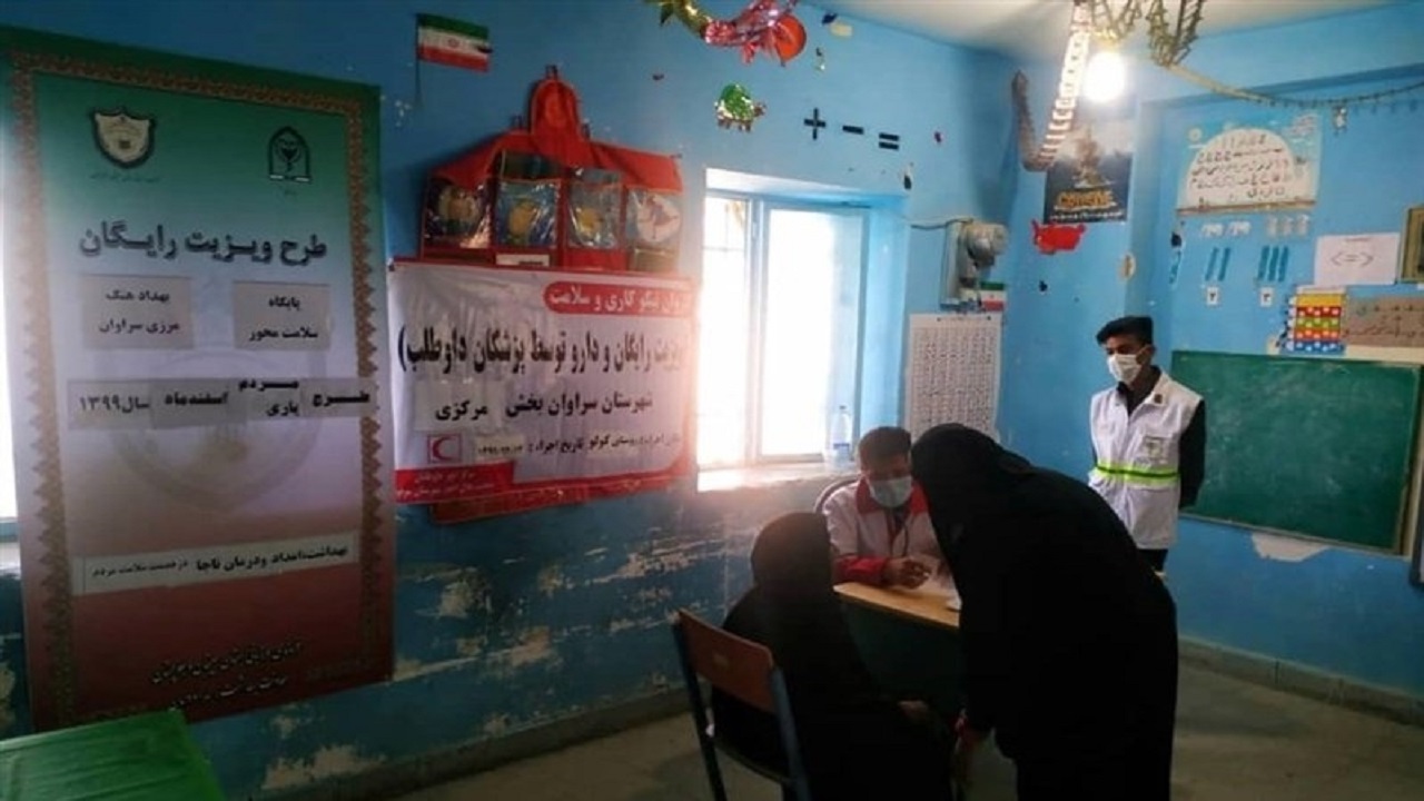 طرح ویزیت رایگان هلال‌احمر در روستای کولو سراوان اجرا شد
