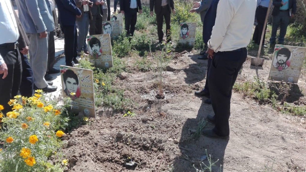 کاشت نهال توسط کارکنان جهاد کشاورزی به مناسبت روز درختکاری و هفته منابع طبیعی