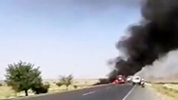 واژگونی خودروی شاسی بلند بر اثر برخورد با کامیون + فیلم
