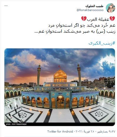 زینب یعنى حسین در آینه تأنیث.