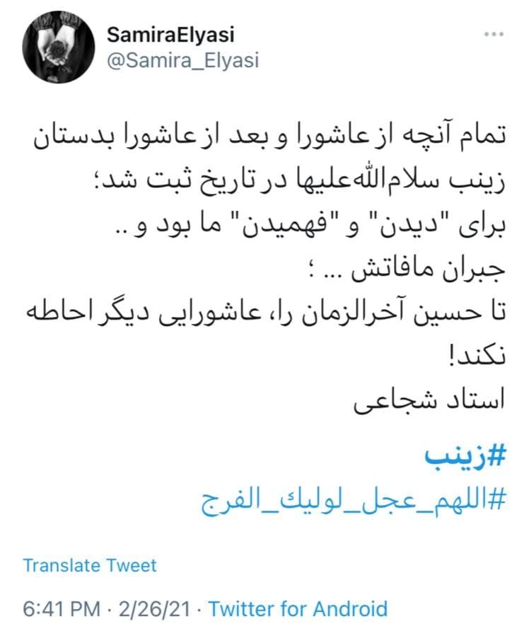 شک ندارم هزار مرتبه، به شهادت رسیده&zwnj;ای بانو/ هرچه از شوکت نامش بنویسیم کم است