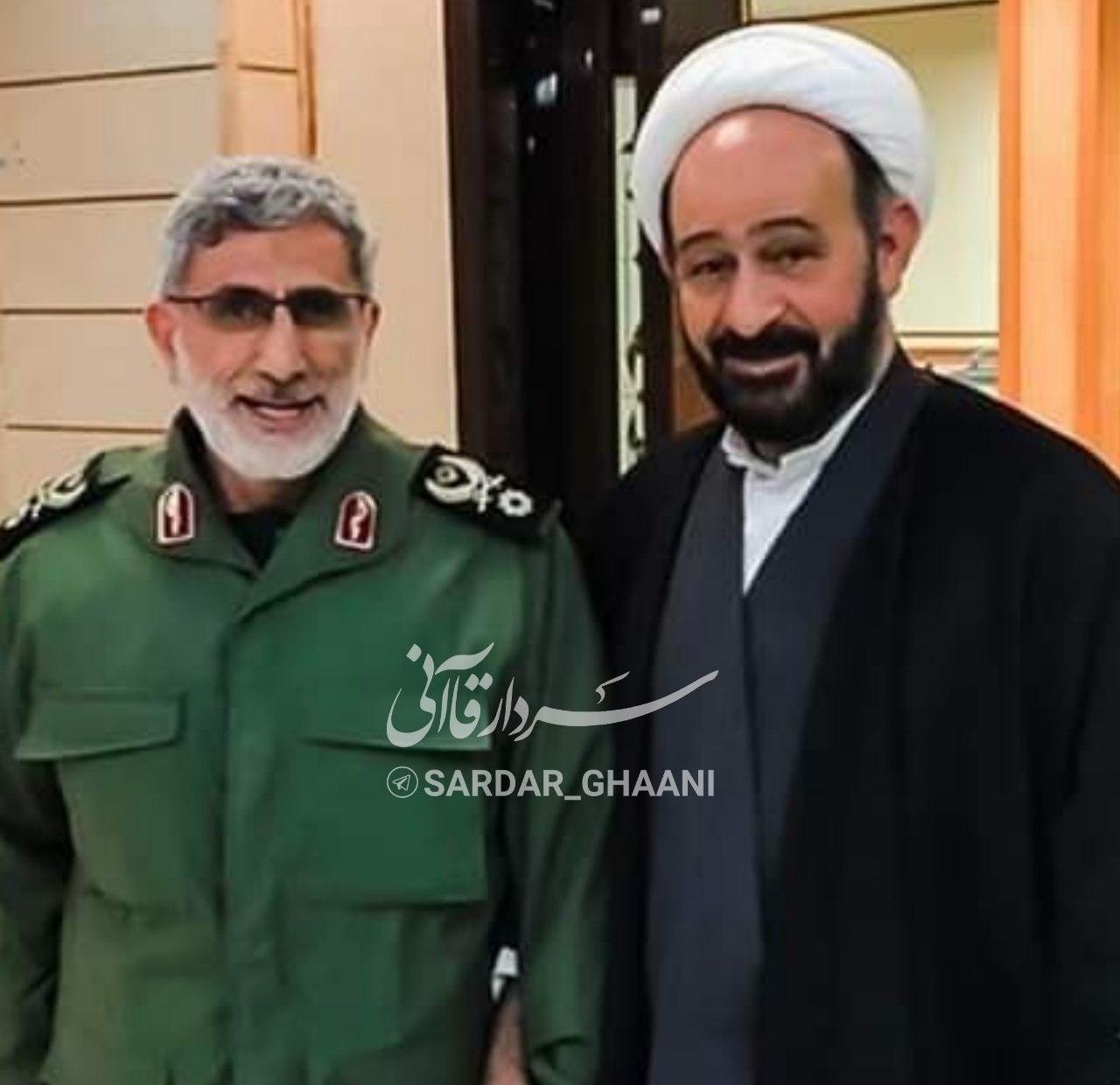 تصویری از سردار قاآنی درکنار شیخ محمد کوثرانی