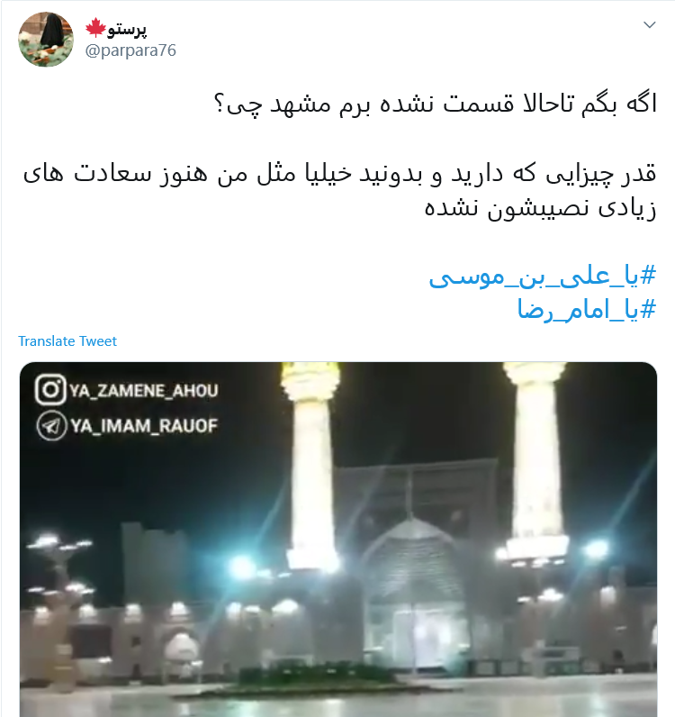 دلتنگی کاربران فضای مجازی برای حرم امام رضا (ع) در روز&zwnj;های کرونایی