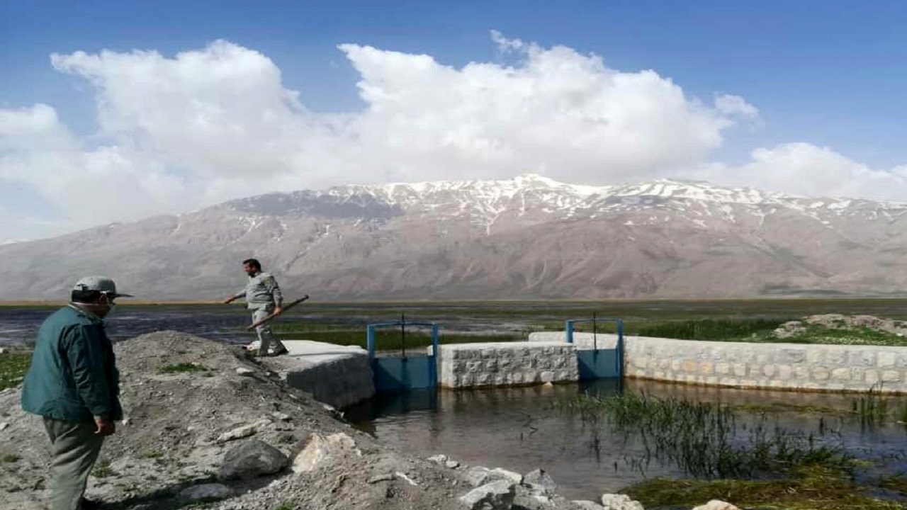 دریچه‌های خروجی تالاب گندمان برای ذخیره آب بسته شد