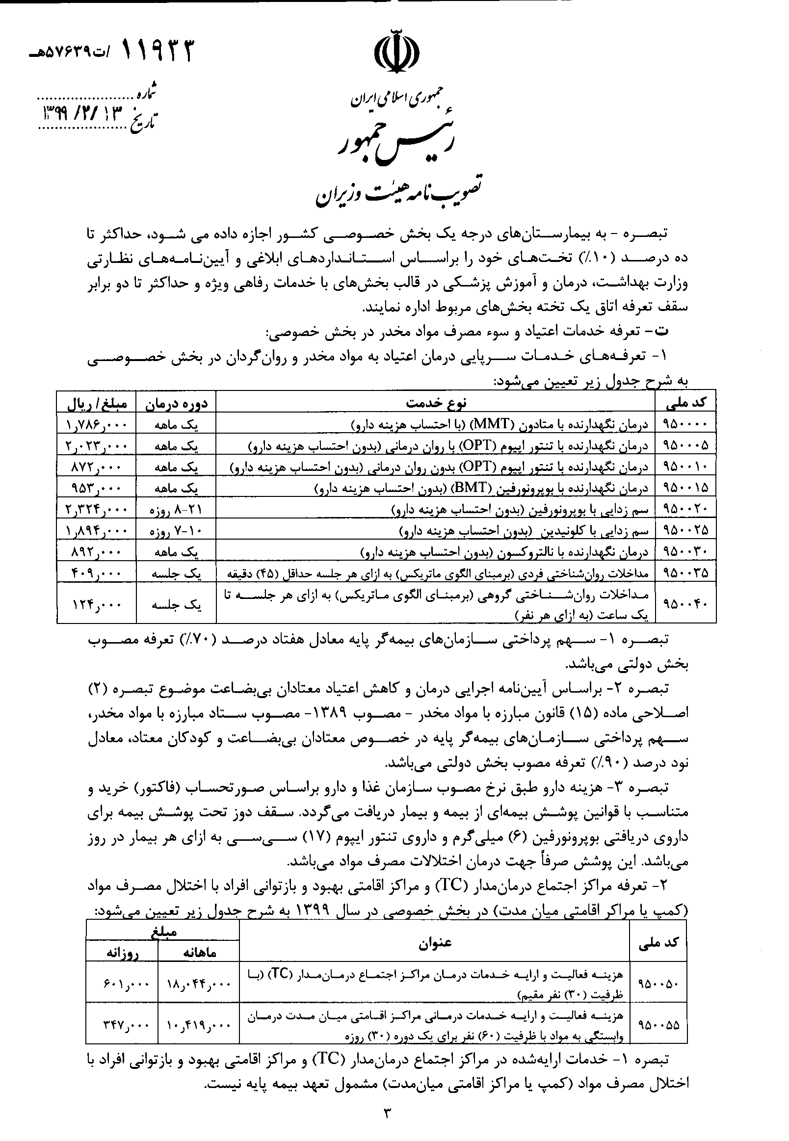 تعرفه&zwnj;های پزشکی سال ۹۹ اعلام شد