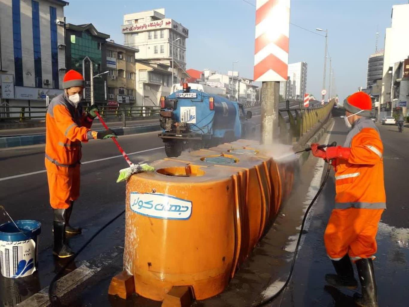 پاکسازی و ضدعفونی روزانه محلات رشت