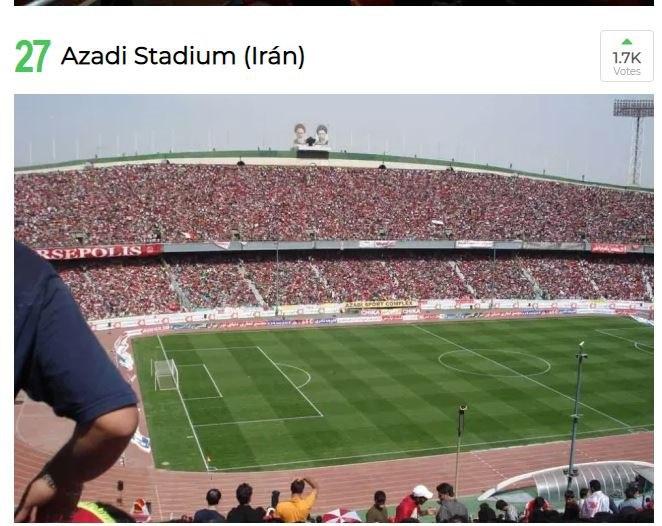 ورزشگاه آزادی جزو ۴۰ نامزد بهترین استادیوم&zwnj;های فوتبال