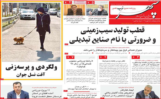 نیم صفحه نخست روزنامه های استانی؛