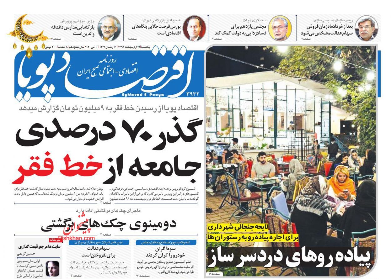 رد پای کرونا در افزایش چک های برگشتی/جهش تولید نیازمند آرامش ارزی/ فروش سهام عدالت بعد از خرداد رد پای کرونا در افزایش چک های برگشتی/جهش تولید نیازمند آرامش ارزی/ فروش سهام عدالت بعد از خرداد