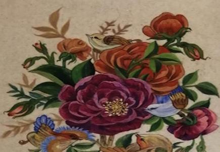 اجرای طرح گل و مرغ روی نمد در فارس