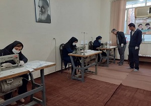 تولید ماسک بهداشتی در اداره بهزیستی لالی