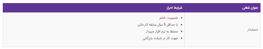 استخدام حسابدار در یک شرکت معتبر