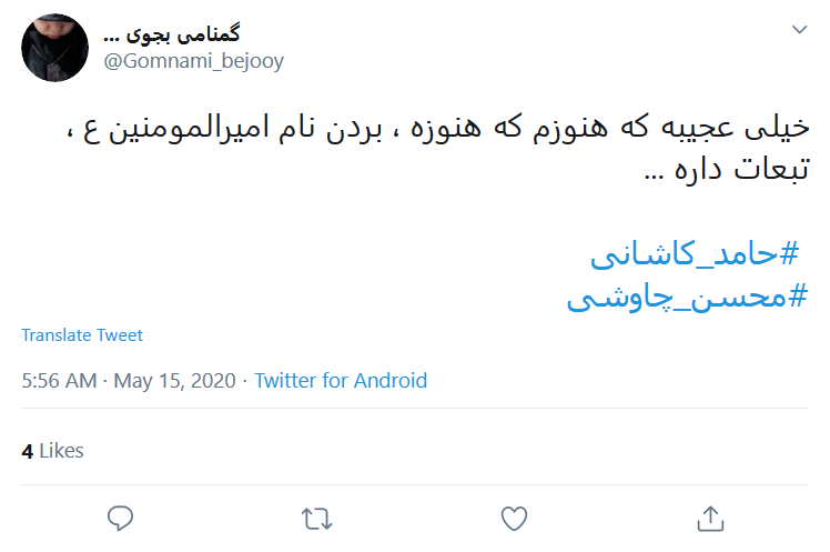 سکوت #محسن_چاوشی در برابر توهین همسر خواننده خارج&zwnj;نشین به امام علی (ع) شکست