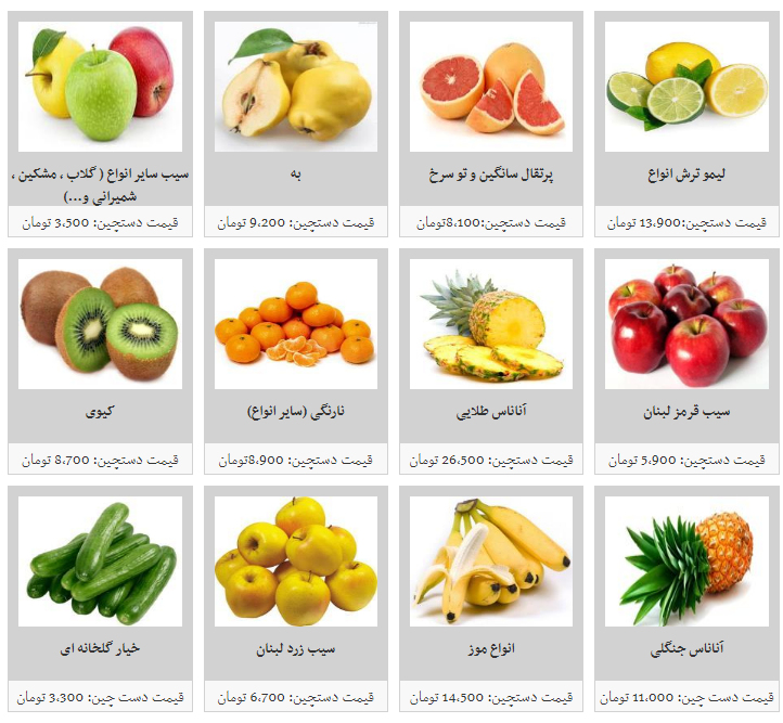 هر کیلو میوه دستچین در میادین میوه و تره بار چقدر است؟