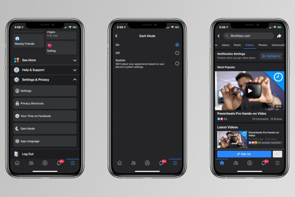 تصاویر فاش شده از حالت تاریک برنامه فیسبوک در سیستمعامل iOS تصاویر فاش شده از حالت تاریک برنامه فیسبوک در سیستمعامل iOS