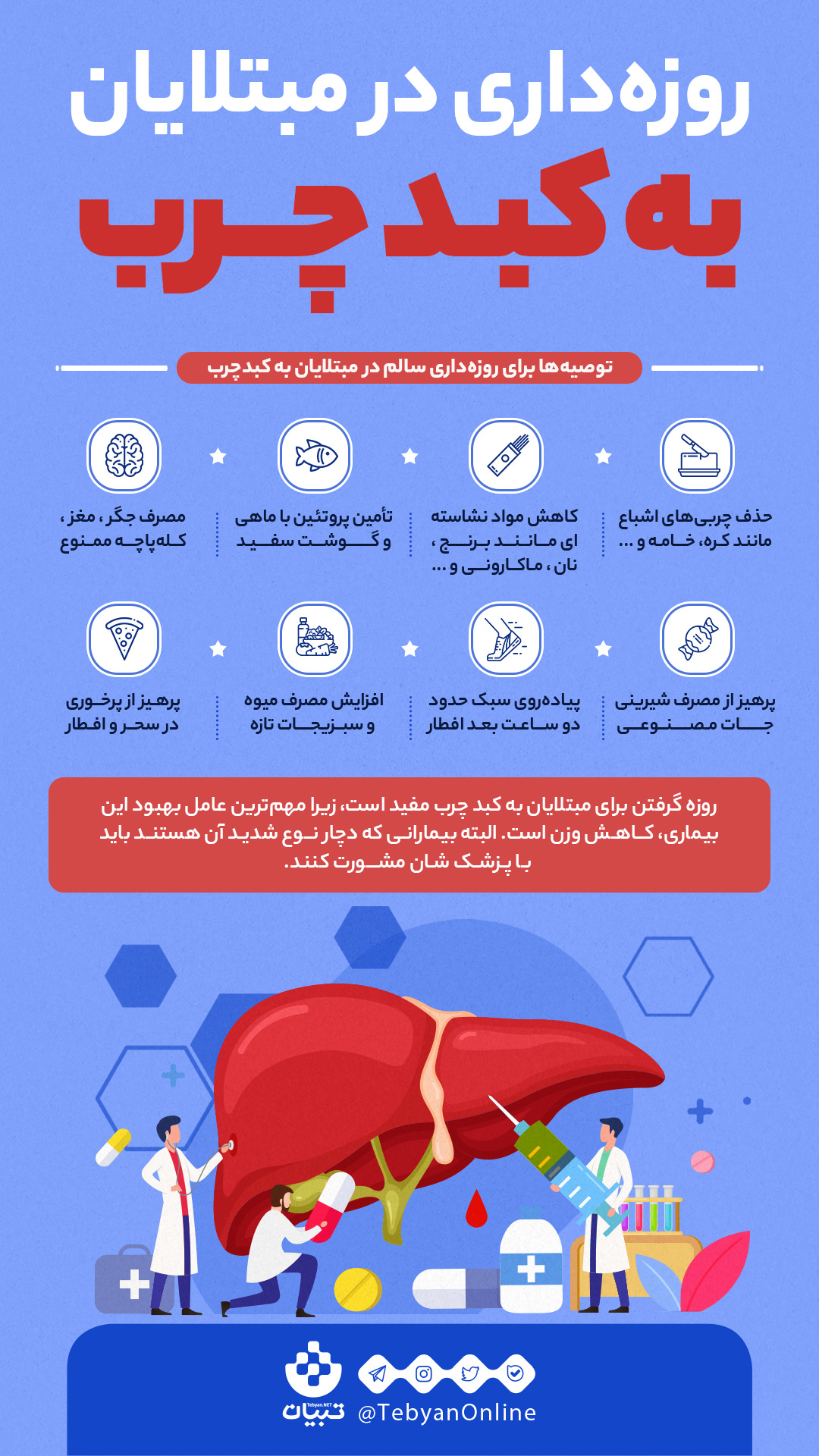 روزه&zwnj;داری در مبتلایان به کبد چرب + اینفوگرافی